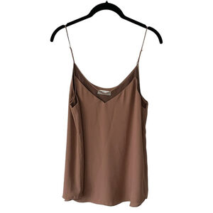 Aritzia Babaton Galen Mesh-Detailed V-Neck Lined Casual Camisole Brown S